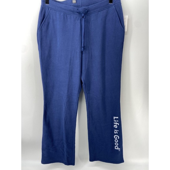 Life Is Good Pants - Life Is Good Sweatpants Womens XL Fleece Lounge Blue Logo‎ Relaxed Cozy Soft NWT